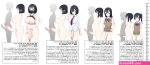 gomu ujmu5458 original absurdres highres translated 1girl age progression bottomless breasts brown cardigan cardigan censored character age chart clothes lift collared shirt comparison erection female pubic hair flaccid full...