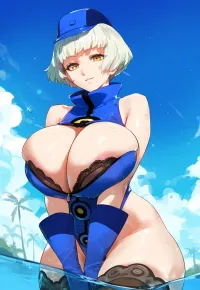 Elizabeth chilling herself in the pool