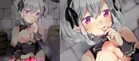 Dashing hentai chick with white hair pounded by multiple dicks and covered in cum