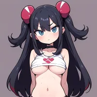 1girl Sexy Pokemon Trainer Looking At The Viewer Facing The Viewer Big Boobs Arms Behind Back Simple Background 3434538388