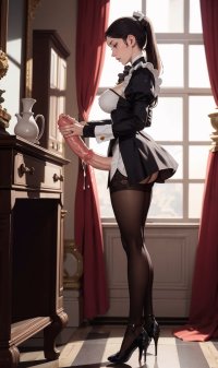 futanari maid stroking huge co