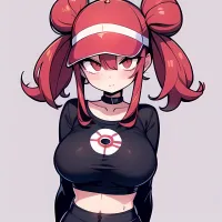1girl Sexy Pokemon Trainer Looking At The Viewer Facing The Viewer Big Boobs Arms Behind Back Simple Background 2646235765