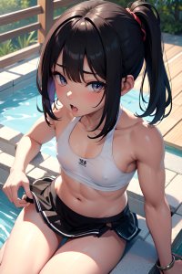 Anime Muscular Small Tits 18 Age Ahegao Face Ginger Bangs Hair Style Dark Skin Black And White Bar Close Up View Bathing Mini Skirt 3673441722390637365