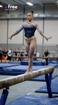 Flips and splits with no outfits! Naked girls doing gymnastics and making the gym look like a wild porn scene