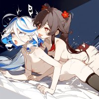genshin impact furina genshin impact hu tao genshin impact 1futa 1girls
