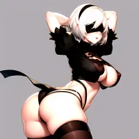 1girl 2b Nier Automata Areola Slip Arms Behind Head Arms Up Ass Expansion Blindfold Blush Breast Expansion Breasts Bursting Brea 1141613262