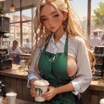 UncertainGravity on X: Welcome to futabucks where we offer the best lattes with fresh dairy and non-dairy alternative. What can I get you today? AIart futa futanari dickgirl futabucks