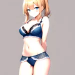 1girl Standing Lingerie Blue Eyes Arms Behind Back Simple Background Anime Girl Facing The Viewer Uwu 2331072821