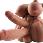 Shemale Sex Doll FUTA Sex Toy Torso Two Dildo Male Masturbator with Flexible Dildo for Women Big Breasts and Vaginal Anal Trans Sex Doll for Men Transsexual Torso Toys