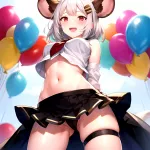 1girl Animal Ears Balloon Blush Granblue Fantasy Hair Ornament Hairclip Highres Medium Hair Mouse Ears Navel Open Mouth Pleated 3882243814