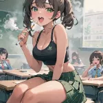 AI generated hentai pictures about blush smoking
