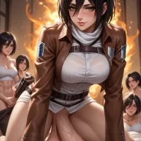 Futa Mikasa Ackerman Femdom Futa Gigantic Balls White And Shorter Than Futa Crawling On All Fours