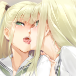 happoubi jin kannagi yuuma kannagi yuuri bishoujo mangekyou bishoujo mangekyou: tsumi to batsu no shoujo bishoujo mangekyou series game cg 1boy 1girl blonde hair blush brother and sister collared shirt crossdressing french