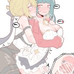 physisyoon astra yao evelyn chevalier zenless zone zero absurdres highres 1futa 1girl bar censor breasts censored futa with female futanari large breasts penis yuri