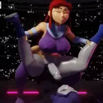 Futa Starfire pounding and cumming in Futa Raven