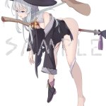 call dream elaina majo no tabitabi majo no tabitabi no silver hair highres 1boy 1girl asphyxiation ass barefoot blood blue eyes breasts corpse dangling arms death dress shirt empty eyes feet grabbing