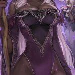 kittew duchess elden ring recluse elden ring elden ring elden ring nightreign commentary english commentary highres paid reward available 2girls adapted costume artist name bare shoulders black skin bottle breasts cleavage colored