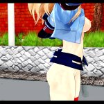 naked girl and naked futanari dancing in the yard