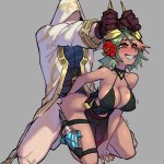 beamboi kiran fire emblem laegjarn fire emblem laegjarn summer fire emblem male kiran fire emblem fire emblem fire emblem heroes nintendo absurdres highres 1boy 1girl ahegao alternate costume breasts cleavage dark skin