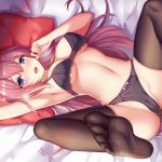 bed bra cropped game cg hentai girl hime long hair panties pink hair purple eyes tagme artist tagme character underwear