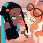 Hentai Nessa x Sonia trio Pokemon ongecensureerd