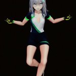 Blue Archive Shiroko Riding Undress Dancing Hentai Nude Nekomimi Girl Sport Clothes Vertical Screen MMD 3D Emerald Suit Color Edit Smixix