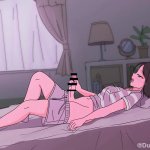 Cartoon Futanari Masturbating on Bed and Cuming a Lot