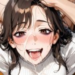 Crazy Eyes Hand On Head Orgasm White Sweater Kneeling Hentai AI Porn