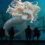 the mermaid is in the aquarium by yagigoya