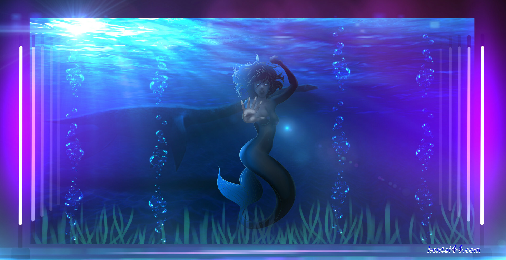 The mermaid is in the aquarium by yagigoya