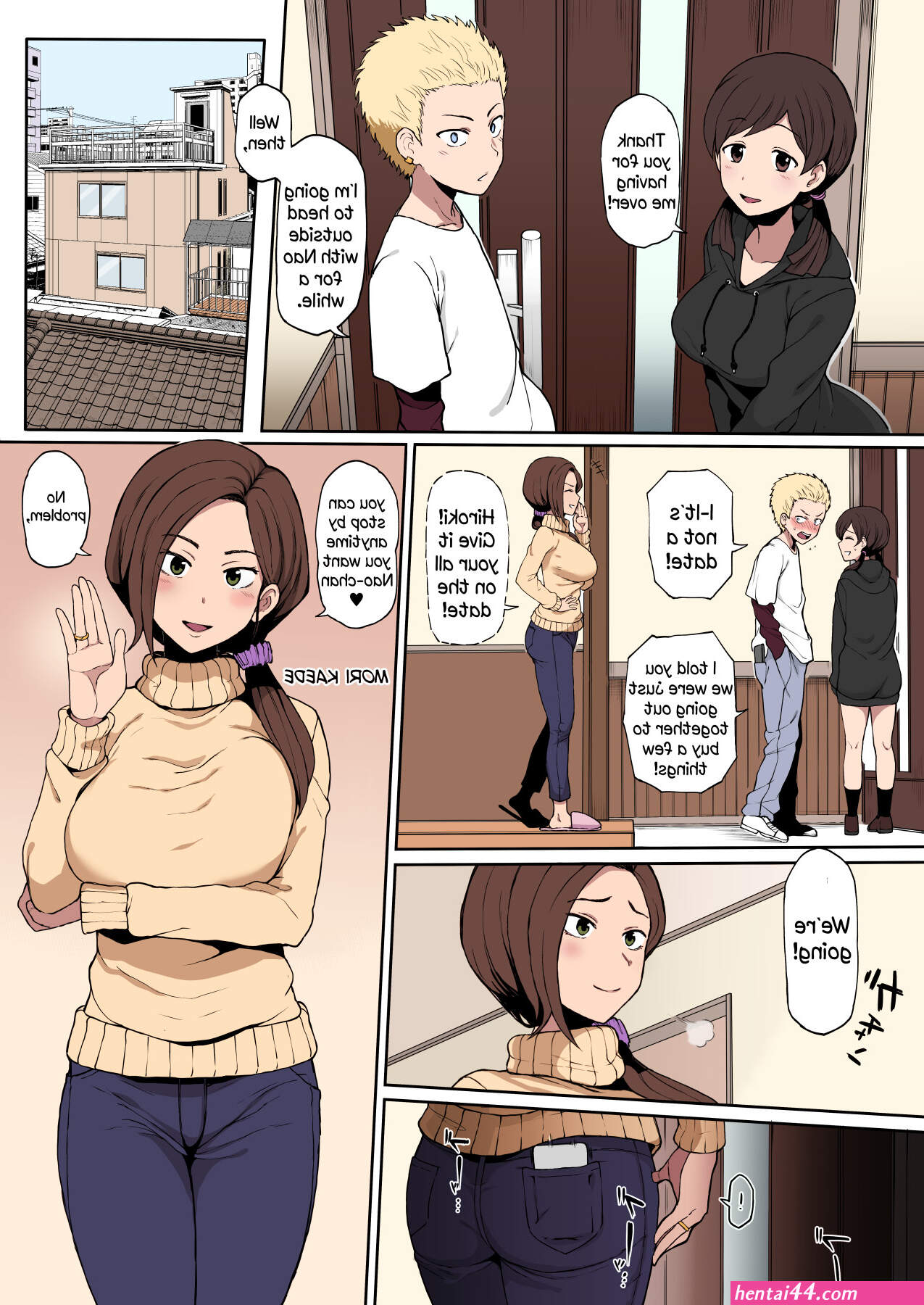 Hentai dark skin boy and mom