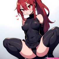 1girl Arms Behind Back Black Skirt Bodysuit Breasts Covered Navel Dark Skinned Female Dark Skin Detached Sleeves Feet Out Of 3742968658