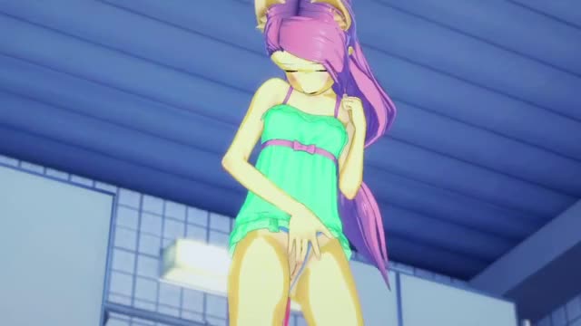 "Shower room was empty so Fluttershy decides to have some fun~!" Voiced Animation~!