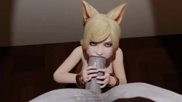 Ahri’s First Time Sucking Monster Cock