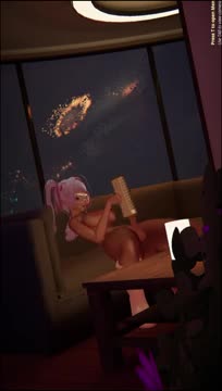 Busty futanari gets stalked while she pleasures herself till she cums
