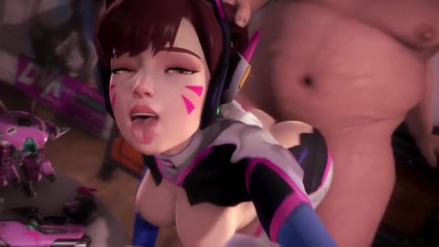 D.VA Hair Pulled Doggystyle By Fat Man
