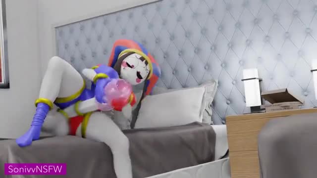 Futa Pomni masturbates