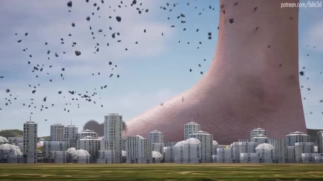 Giga Female Walking on Town