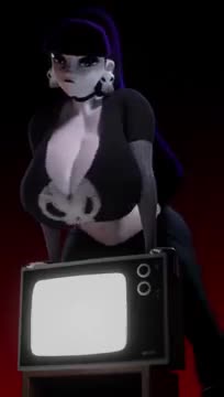Goth girl moving her huge tits