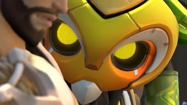 Hanzo rides Orisa to battle