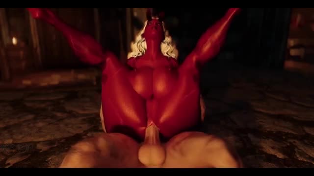 Incredible Busty Demon Slut Plays With Dragonborn Big Cock