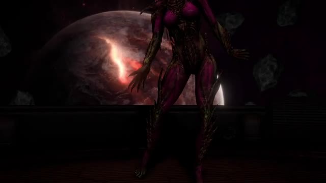Kerrigan, alluring alien dancing striptease on a spaceship