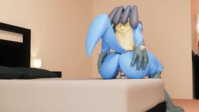 Lucario rides a glass dildo