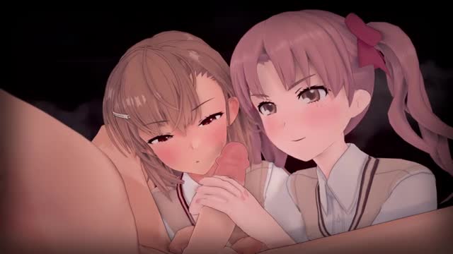 Misaka and Kuroko handjob [Lune]