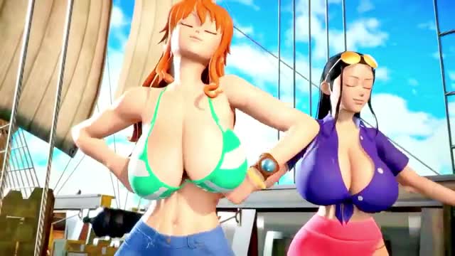 One piece girls boobjob with the intro