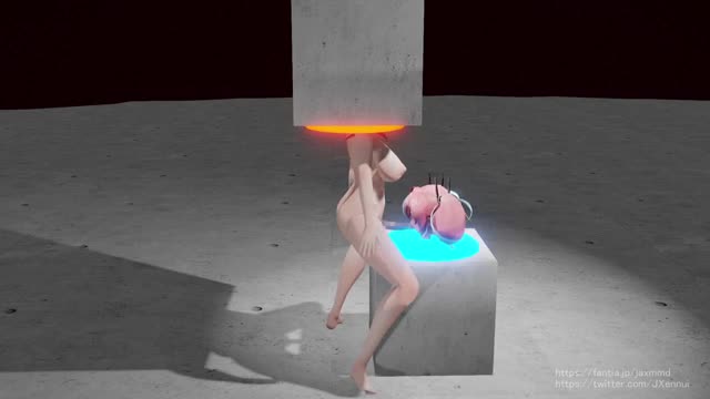 Self deep throating in the warp hole of Futanari Bremert