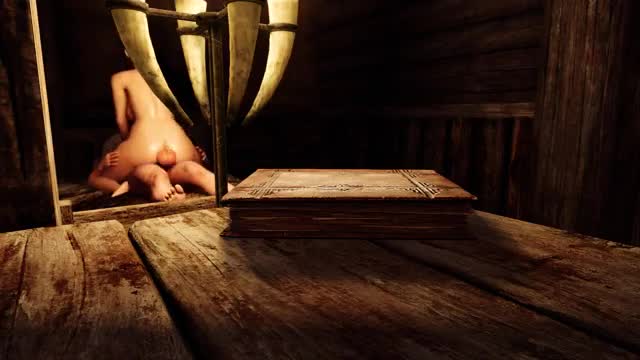 Skyrim Dovahkiin jumps on the Mjoll