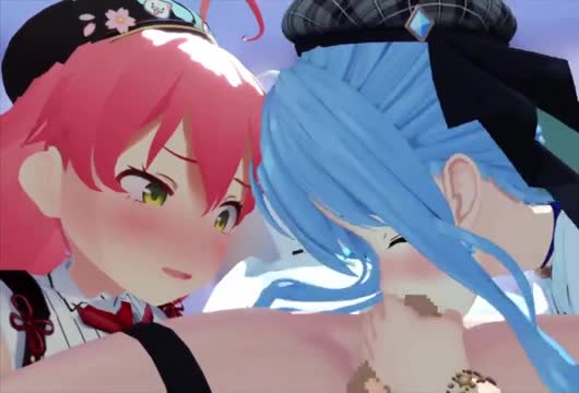 Suisei sucking on Fubuki 『Suzutaro3D』