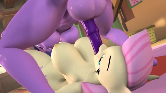 Twilight Sparkle deepthroats Fluttershy (Third Person) (Steno3D)
