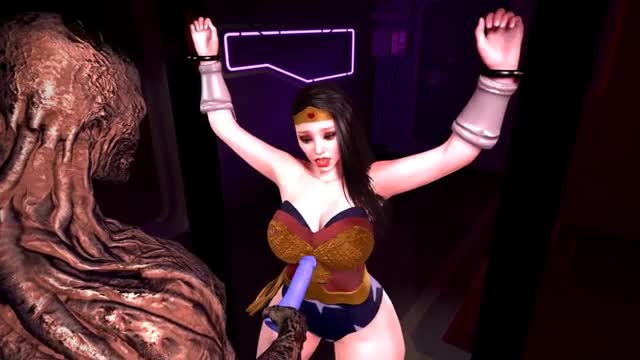 Wonder Woman captured by monster